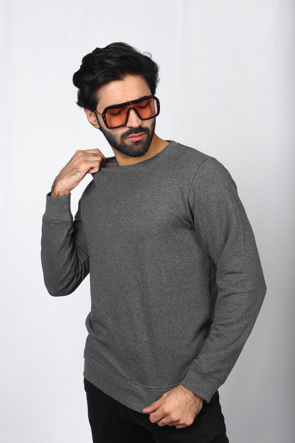 Charcoal Grey Textured SweatShirt