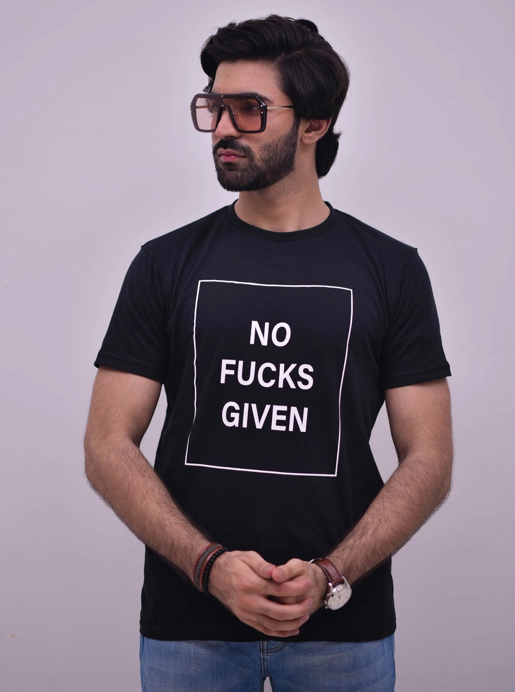 No Fucks Given - Basic Black Premium Cotton T-Shirt